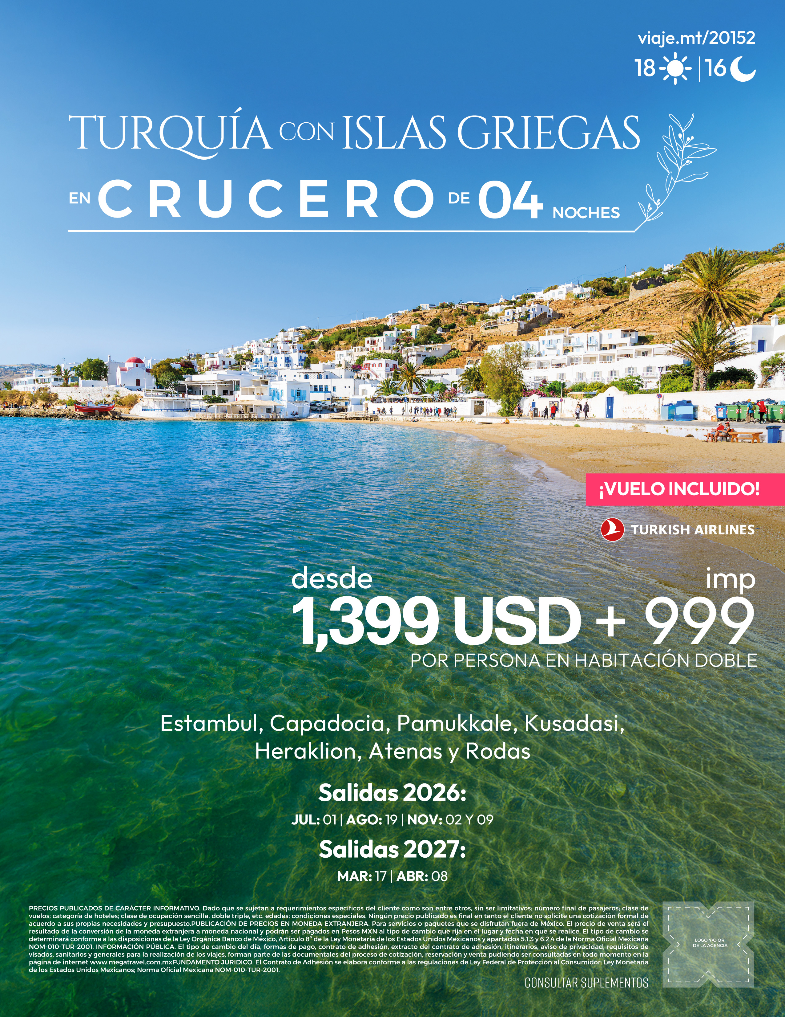 Turquía con Islas Griegas en Crucero de 4 Noches